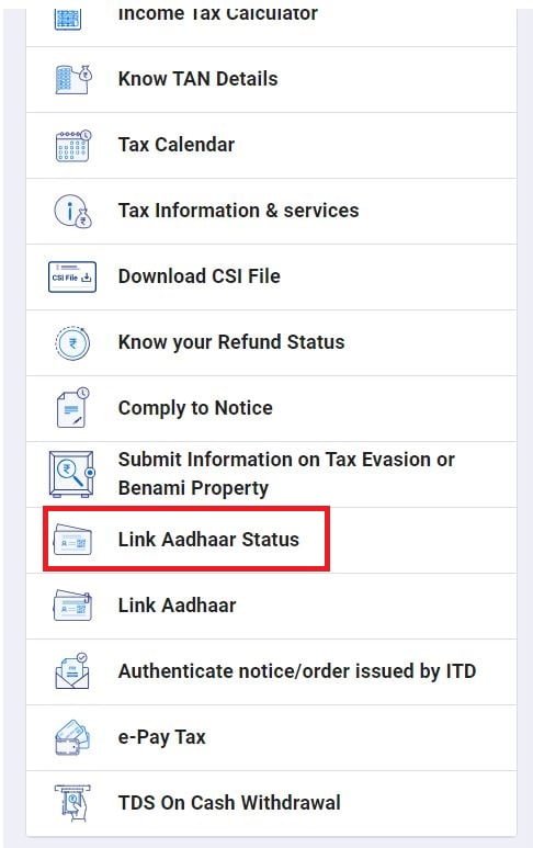 adhar pan link status